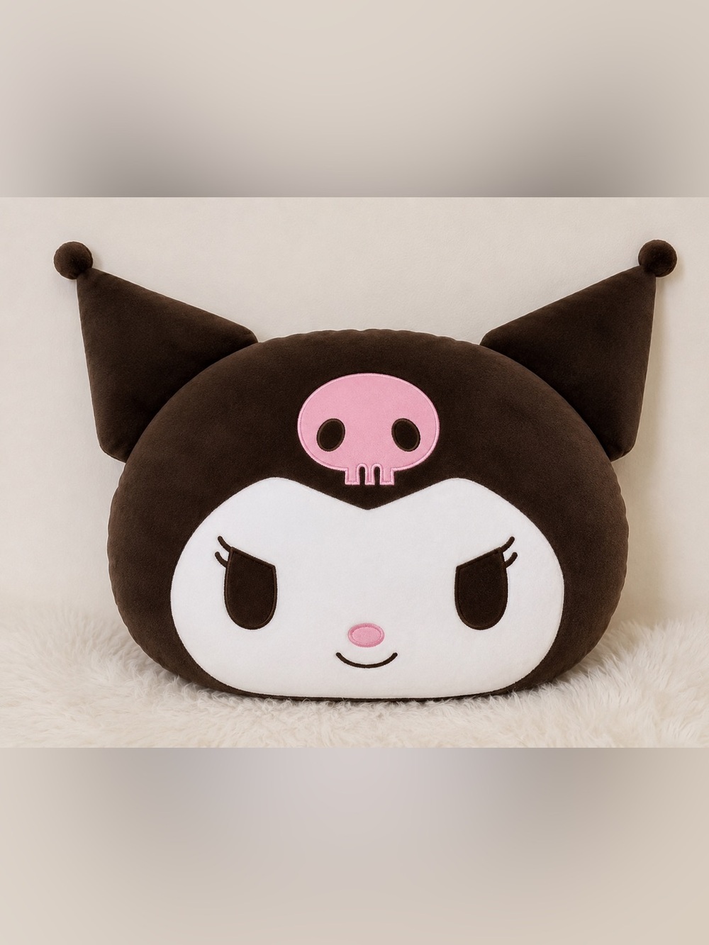 45cm official sanrio Korea kuromi face plush pillow